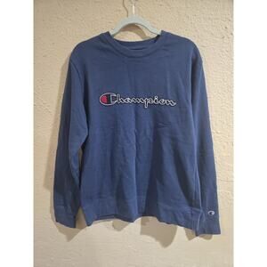 Champion Men's Crewneck Pullover Sweatshirt, Blue, Size Medium